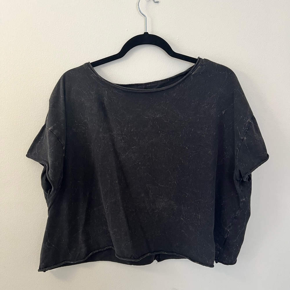 Stylish Charcoal mineral wash Women's crop top